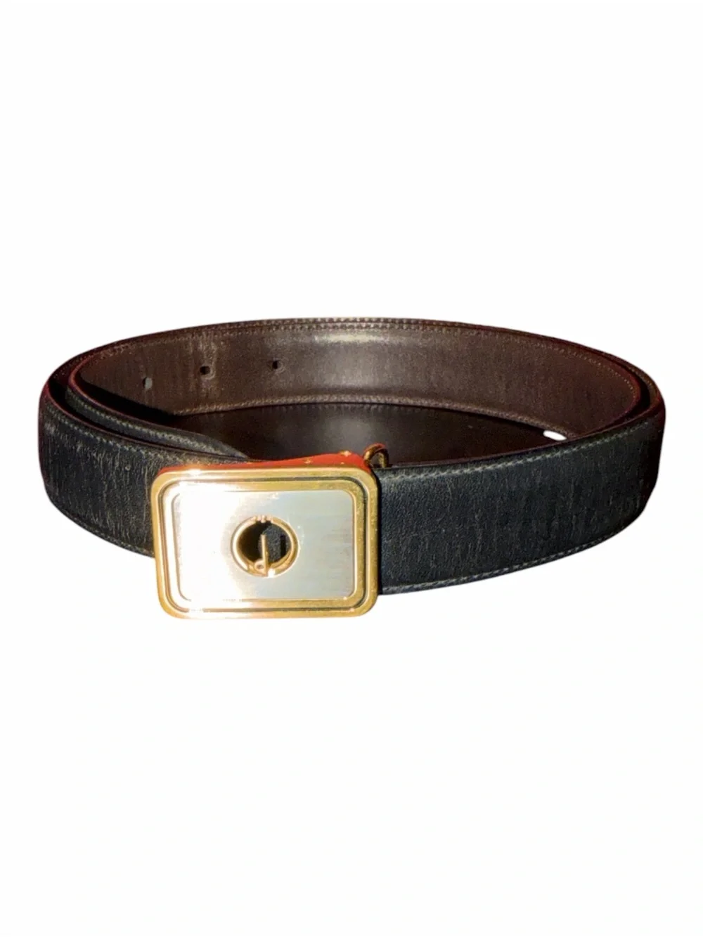 Vintage Dunhill London Black Leather Turn-Lock Buckle Belt Size 36 Unisex